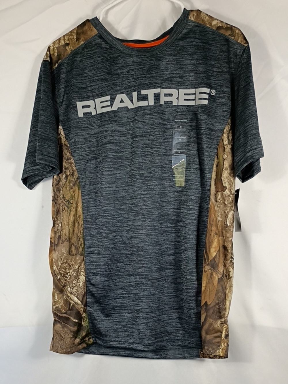 NWT Realtree Men's Gray Camo Shoulders/Side Short Sleeve Performance Tee Sz Med